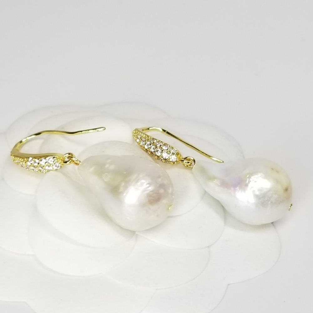 Natural Freshwater Baroque Pearl Earrings NEW - Picture 9 of 15